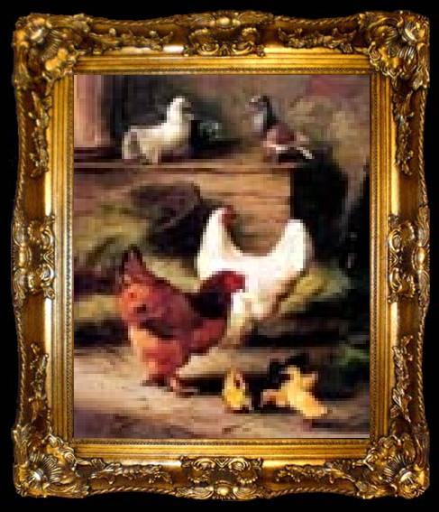 framed  unknow artist Hens and Chicken, ta009-2